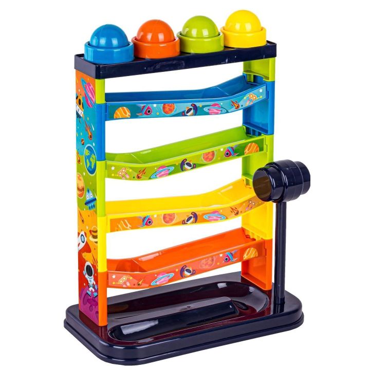 Tor Kulkowy z Młotkiem i Piłeczkami – Zjeżdżalnia dźwiękowa | Interaktywna zabawa rozwijająca dziecięcą precyzję