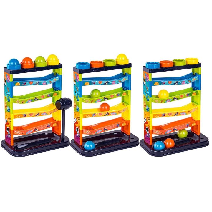 Tor Kulkowy z Młotkiem i Piłeczkami – Zjeżdżalnia dźwiękowa | Interaktywna zabawa rozwijająca precyzję