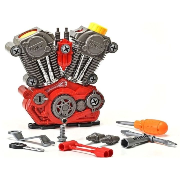 Silnik Do Rozkręcania dla Dzieci – Realistyczne dźwięki i światła | Zabawka majsterkowicza z narzędziami