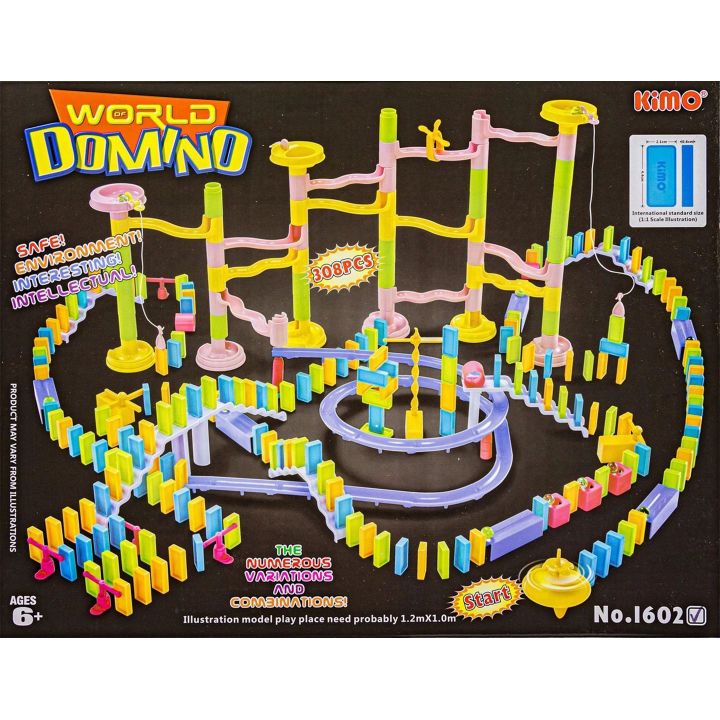 Kulodrom Domino 308 Elementów – Wielki tor kulkowy z efektem domino | Kreatywna zabawa w budowniczego