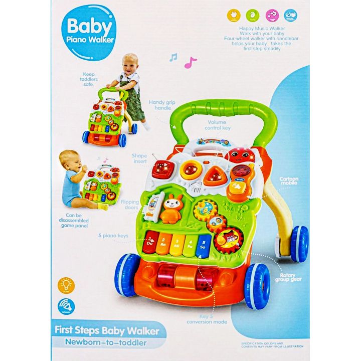 Wielofunkcyjny Jeździk-Pchacz Edukacyjny – Światła, dźwięki i interaktywne zabawki | Pierwsze kroki pełne radości