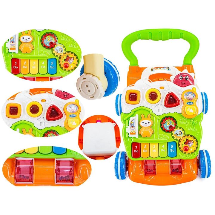 Wielofunkcyjny Jeździk-Pchacz Edukacyjny – Światła, dźwięki i interaktywne zabawki | Pierwsze kroki pełne radości