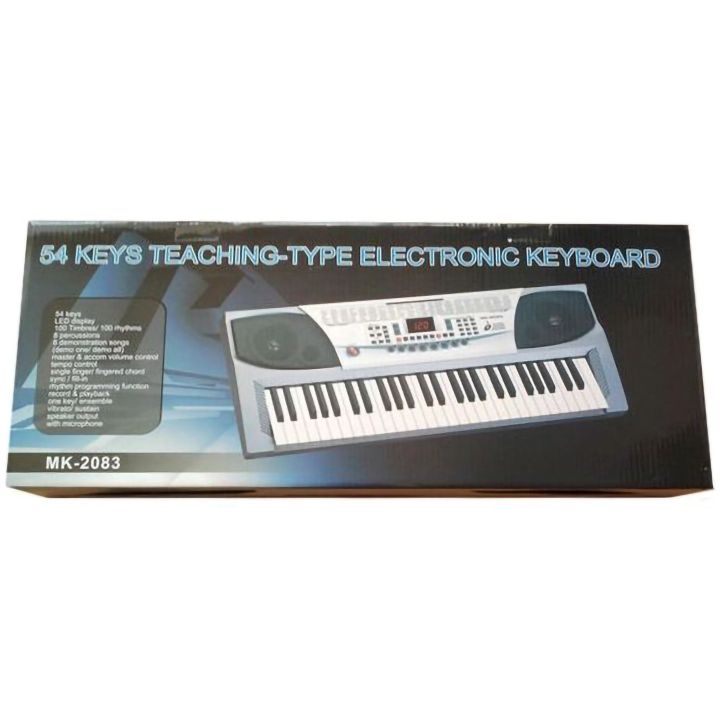 Podstawowy Keyboard Muzyczny MK-2083 – 54 klawisze, 255 rytmów, 255 barw i mikrofon | Nauka gry i kreatywna zabawa z muzyką