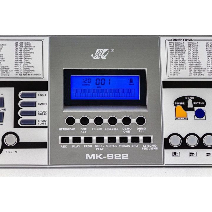 Rozszerzony Keyboard Edukacyjny MK-922 – 61 klawiszy, 200 rytmów, 200 barw i tryb nauki | Rozwijaj talent muzyczny krok po kroku