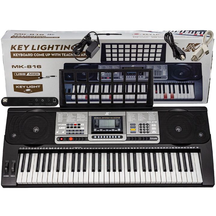 Keyboard Edukacyjny MK-816 – 61 klawiszy, 260 rytmów, 512 barw i dynamiczna klawiatura | Interaktywny nauczyciel muzyki