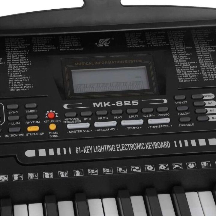 Rozszerzony Keyboard Edukacyjny MK-825 – 61 klawiszy, 255 rytmów, 255 barw i podświetlane klawisze | Inteligentny system nauki