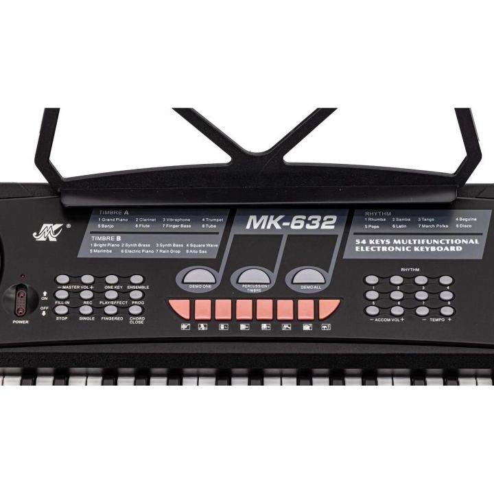 Startowy Keyboard Muzyczny MK-632 – 54 klawiszy, 8 rytmów, 16 barw z mikrofonem | Muzyczna przygoda w domu i w podróży