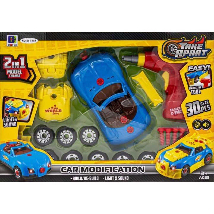 Bugatti do Rozkręcania – Sportowy Samochód 2w1 z Wkrętarką i Akcesoriami | Zabawa w mechanika z efektami świetlno-dźwiękowymi