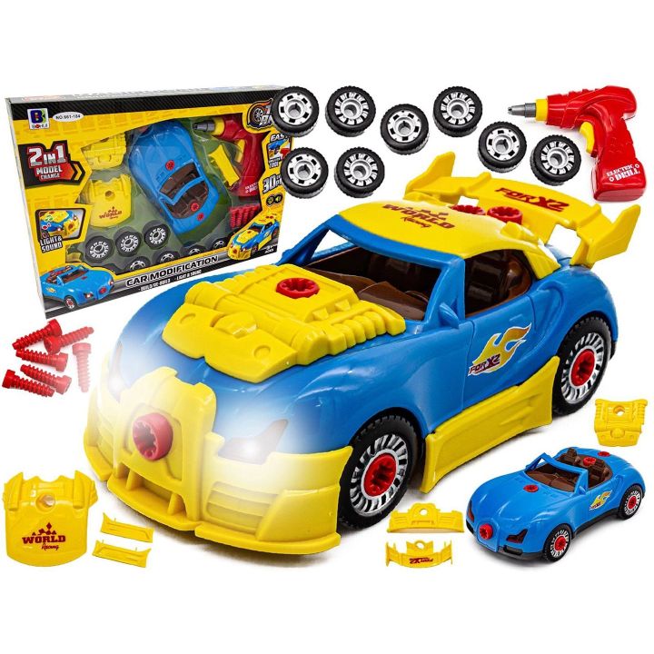 Bugatti do Rozkręcania – Sportowy Samochód 2w1 z Wkrętarką i Akcesoriami | Zabawa w mechanika z efektami świetlno-dźwiękowymi