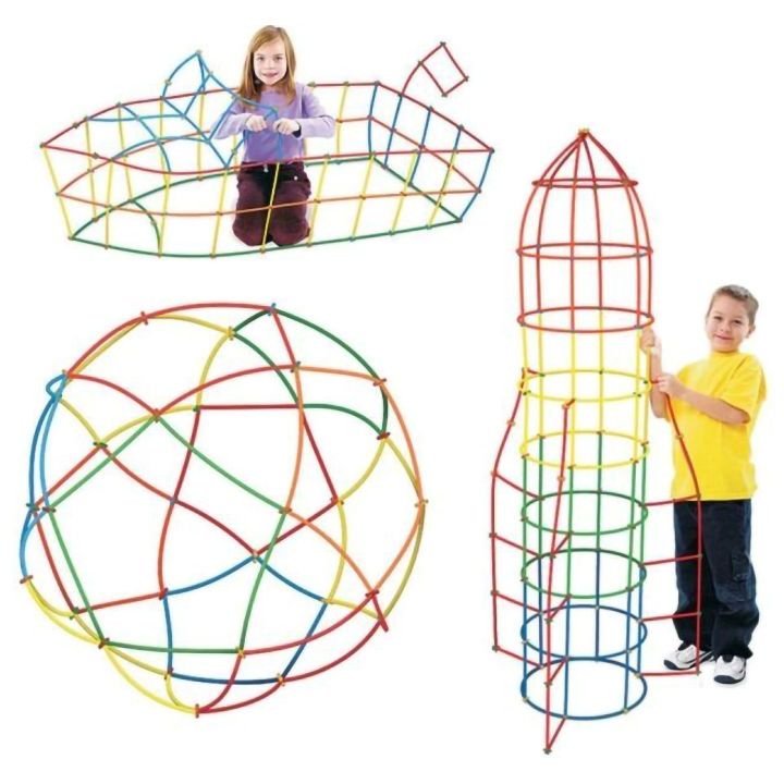 Słomki Konstrukcyjne 900 Elementów – Kolorowe patyczki i łączniki we wiaderku | Wyobraźnia w rękach małego budowniczego