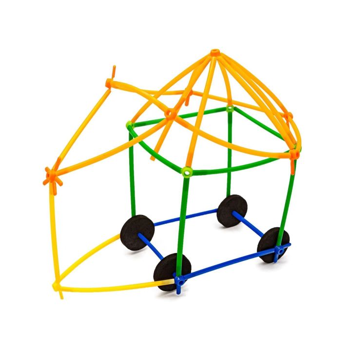 Słomki Konstrukcyjne 1200 Elementów – Patyczki z łącznikami i kółkami w skrzynce | Przestrzenne budowle dla małych twórców