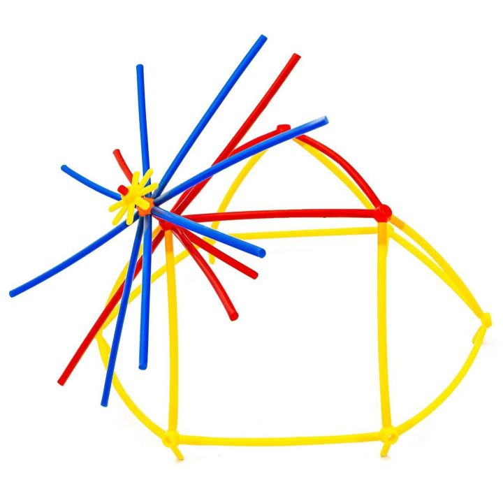 Słomki Konstrukcyjne 1200 Elementów – Patyczki z łącznikami i kółkami w skrzynce | Przestrzenne budowle dla małych twórców