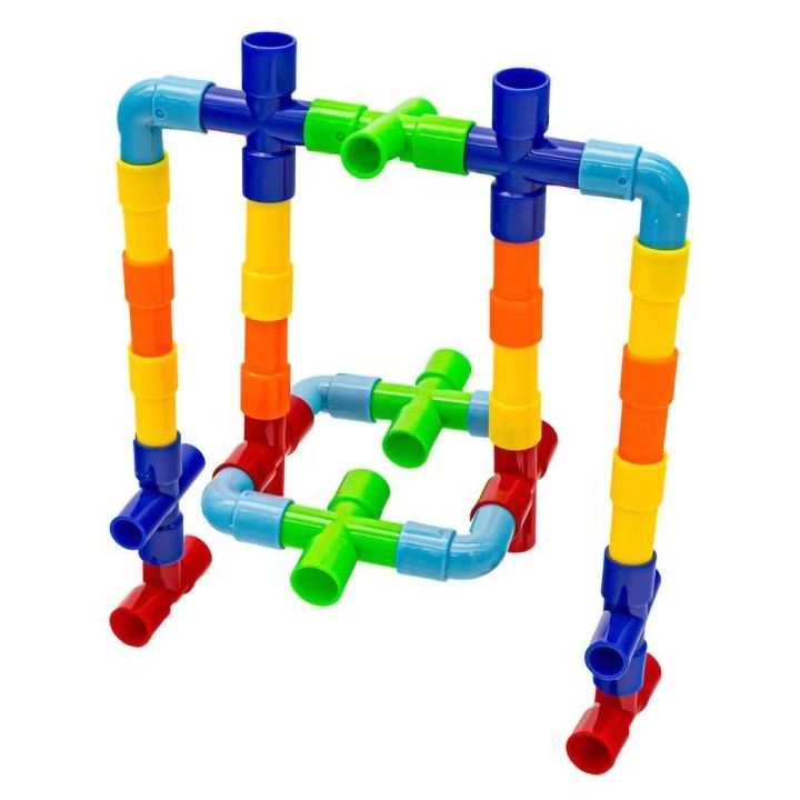 Rurki Konstrukcyjne 340 Elementów – Kolorowy rurociąg z kolankami i kółkami w skrzynce | Mali architekci budujący bez granic