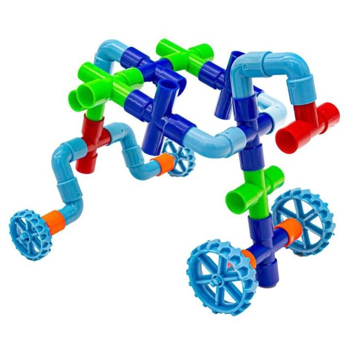 Rurki Konstrukcyjne 340 Elementów – Kolorowy rurociąg z kolankami i kółkami w skrzynce | Mali architekci budujący bez granic