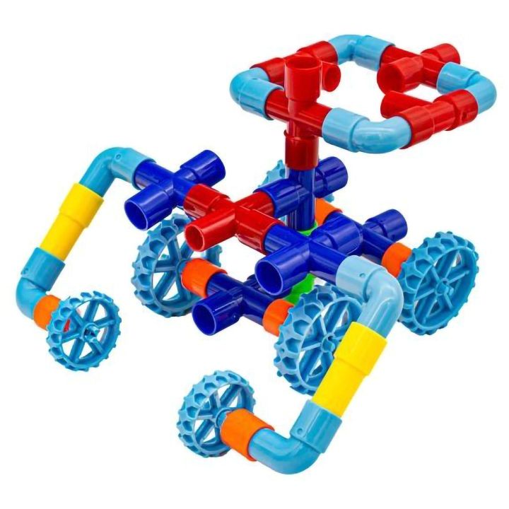 Rurki Konstrukcyjne 340 Elementów – Kolorowy rurociąg z kolankami i kółkami w skrzynce | Mali architekci budujący bez granic