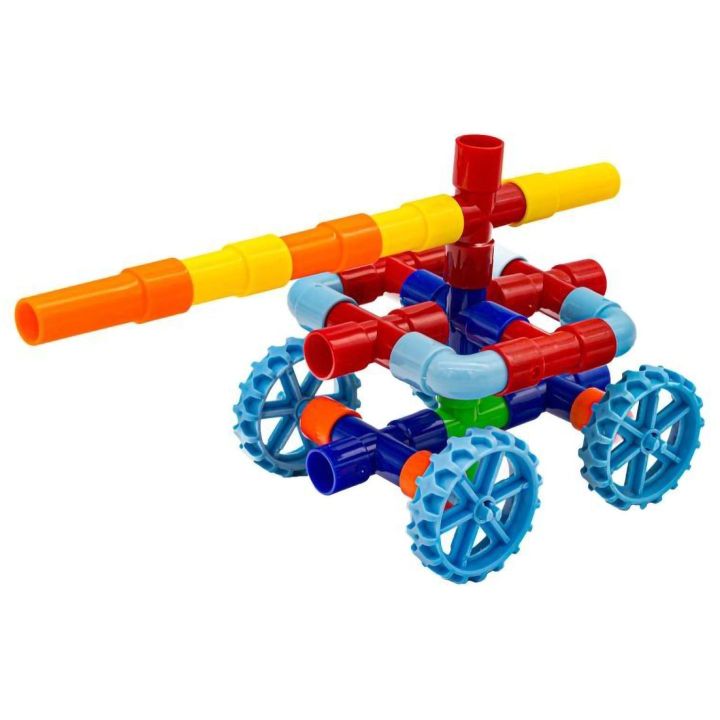 Rurki Konstrukcyjne 340 Elementów – Kolorowy rurociąg z kolankami i kółkami w skrzynce | Mali architekci budujący bez granic