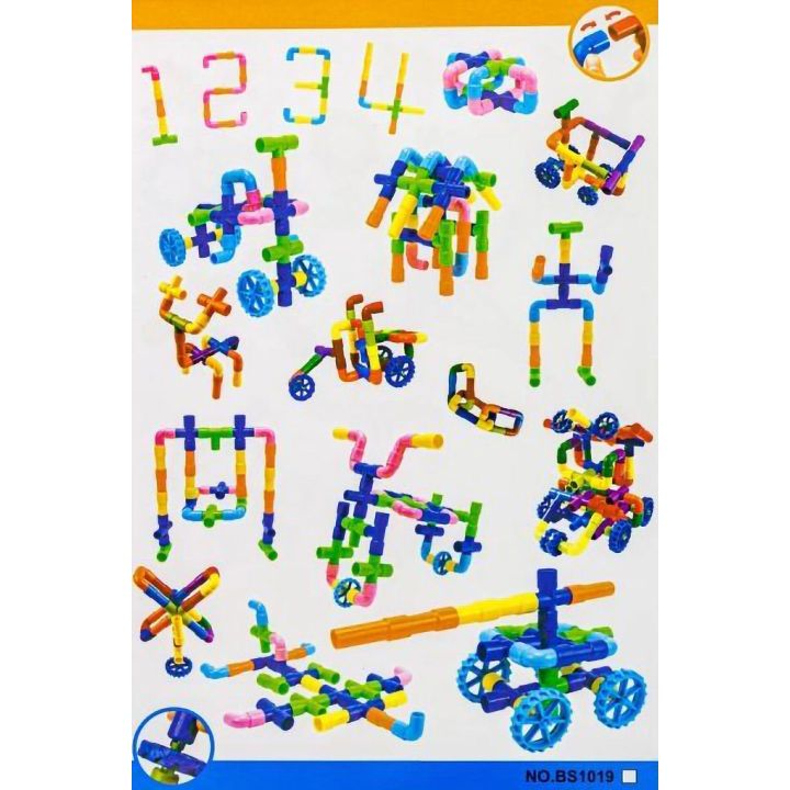 Rurki Konstrukcyjne 340 Elementów – Kolorowy rurociąg z kolankami i kółkami w skrzynce | Mali architekci budujący bez granic