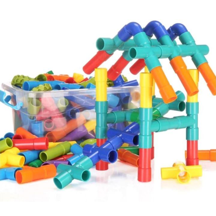 Rurki Konstrukcyjne 340 Elementów – Kolorowy rurociąg z kolankami i kółkami w skrzynce | Mali architekci budujący bez granic