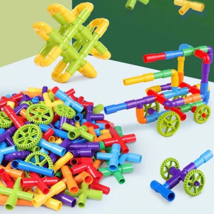 Rurki Konstrukcyjne 340 Elementów – Kolorowy rurociąg z kolankami i kółkami w skrzynce | Mali architekci budujący bez granic