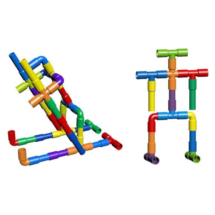 Rurki Konstrukcyjne 340 Elementów – Kolorowy rurociąg z kolankami i kółkami w skrzynce | Mali architekci budujący bez granic