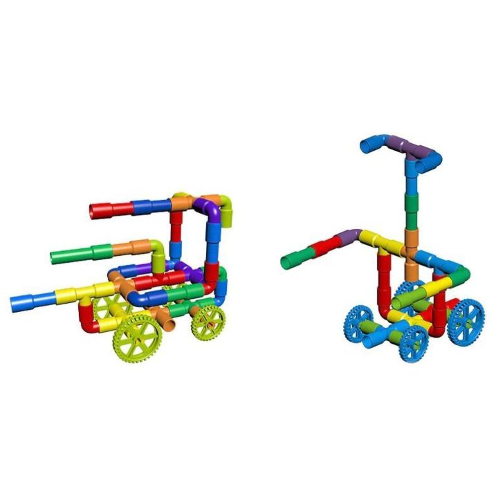 Rurki Konstrukcyjne 340 Elementów – Kolorowy rurociąg z kolankami i kółkami w skrzynce | Mali architekci budujący bez granic