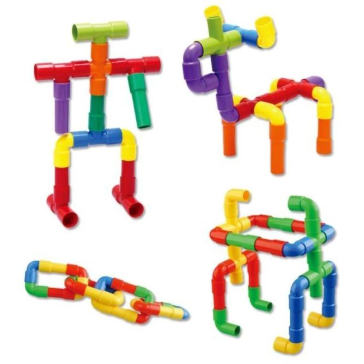 Rurki Konstrukcyjne 340 Elementów – Kolorowy rurociąg z kolankami i kółkami w skrzynce | Mali architekci budujący bez granic