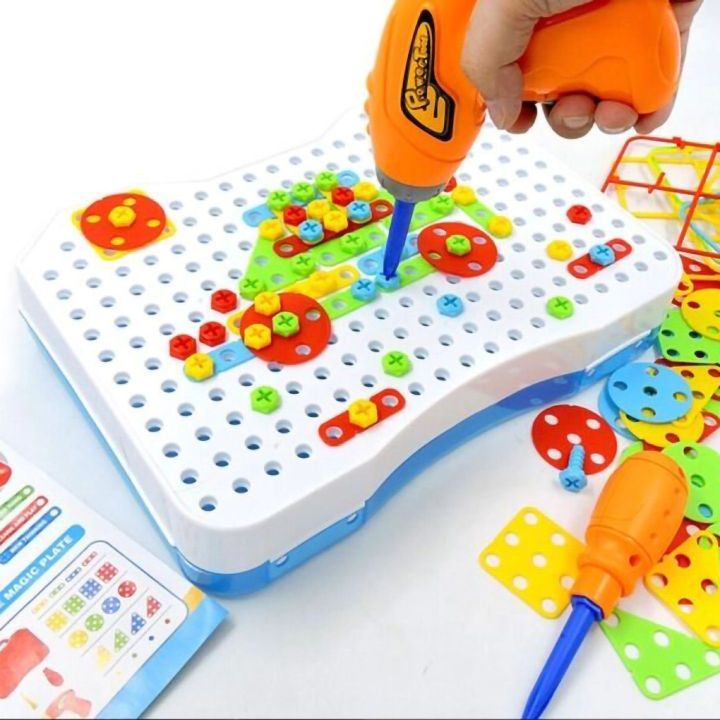 Mozaika Edukacyjna z Wkrętarką – 150 elementów w walizce | Kreatywne projekty dla małych konstruktorów