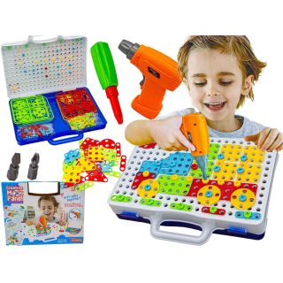 Mozaika Edukacyjna 150 Elementów – Wkrętarka i walizka | Kreatywne projekty dla małych konstruktorów