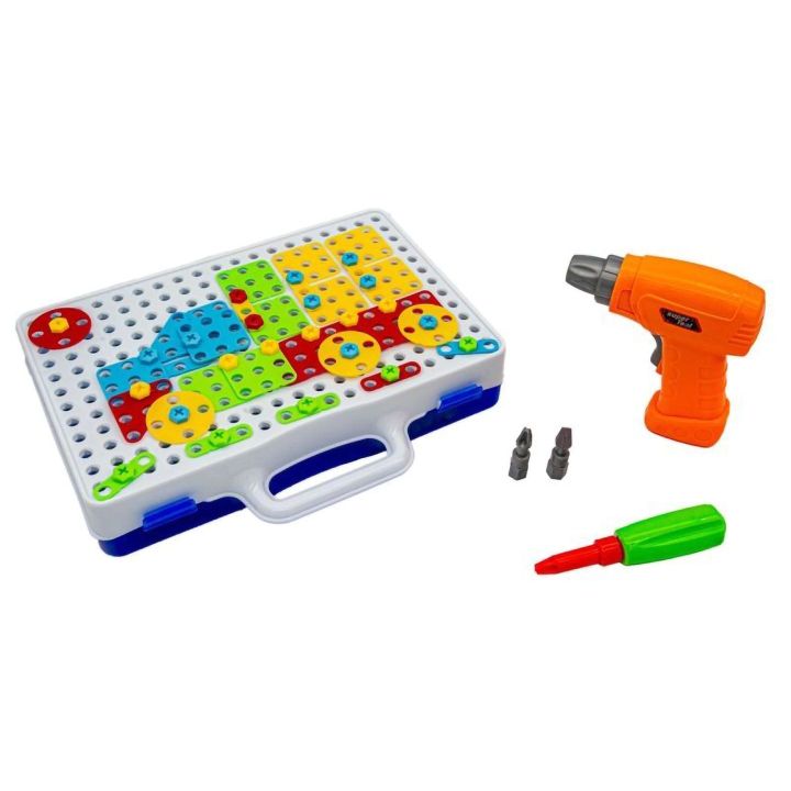 Mozaika Edukacyjna z Wkrętarką – 150 elementów w walizce | Kreatywne projekty dla małych konstruktorów