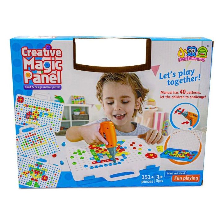 Mozaika Edukacyjna z Wkrętarką – 150 elementów w walizce | Kreatywne projekty dla małych konstruktorów