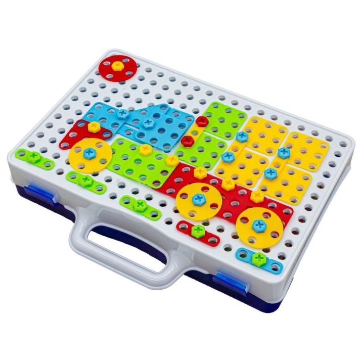 Mozaika Edukacyjna 150 Elementów – Wkrętarka i walizka | Kreatywne projekty dla małych konstruktorów