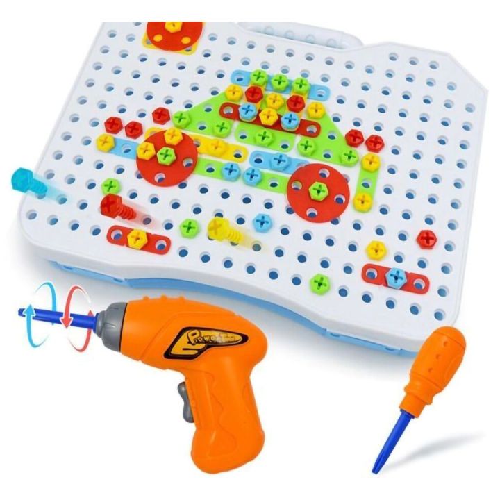 Mozaika Edukacyjna 150 Elementów – Wkrętarka i walizka | Kreatywne projekty dla małych konstruktorów