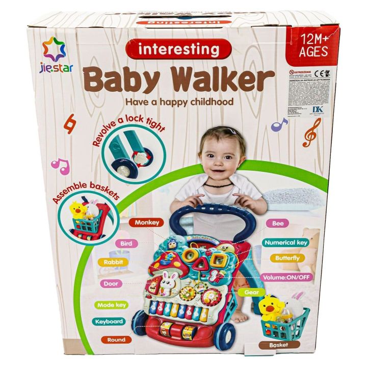 Wielofunkcyjny Jeździk-Pchacz Edukacyjny XXL – Panel z 12 zabawkami, dźwięki i światła | Centrum rozwoju dla malucha