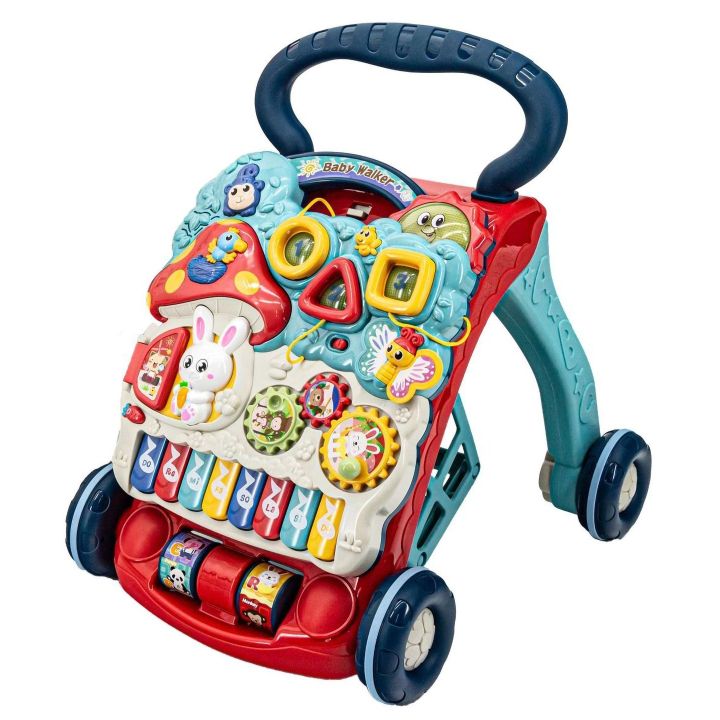 Wielofunkcyjny Jeździk-Pchacz Edukacyjny XXL – Panel z 12 zabawkami, dźwięki i światła | Centrum rozwoju dla malucha