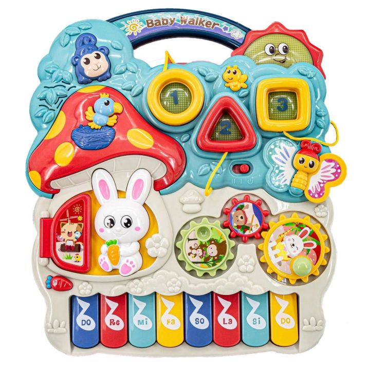 Wielofunkcyjny Jeździk-Pchacz Edukacyjny XXL – Panel z 12 zabawkami, dźwięki i światła | Centrum rozwoju dla malucha