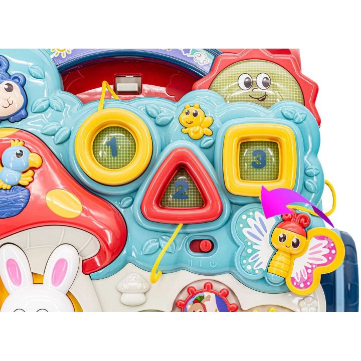 Wielofunkcyjny Jeździk-Pchacz Edukacyjny XXL – Panel z 12 zabawkami, dźwięki i światła | Centrum rozwoju dla malucha