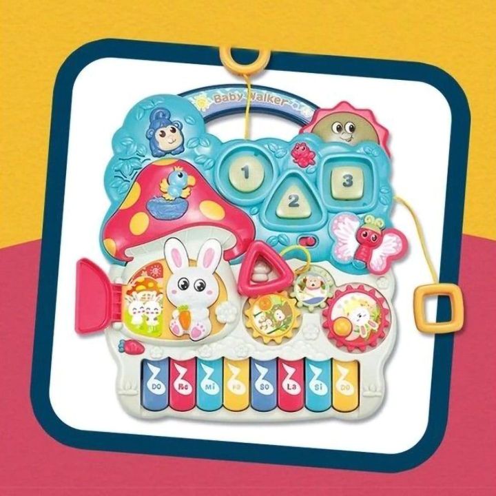 Wielofunkcyjny Jeździk-Pchacz Edukacyjny XXL – Panel z 12 zabawkami, dźwięki i światła | Centrum rozwoju dla malucha