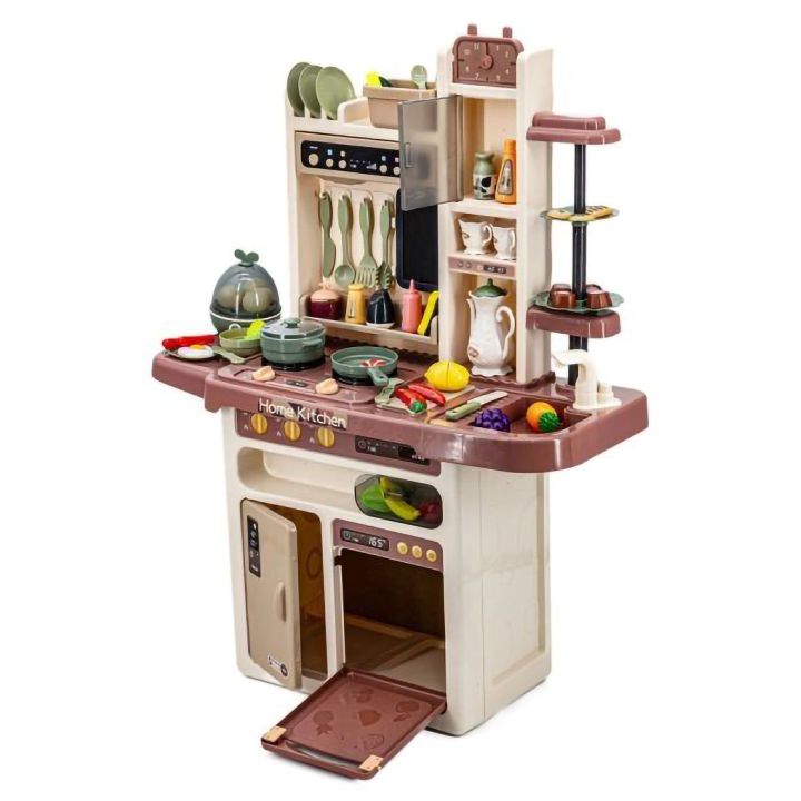 Multifunkcyjna Kuchnia Beżowa z Parą i Wodą – Piekarnik, lodówka i 65 akcesoriów | Realistyczna zabawa w gotowanie