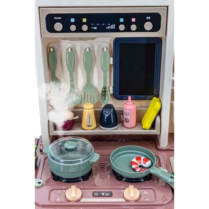 Multifunkcyjna Kuchnia Beżowa z Parą i Wodą – Piekarnik, lodówka i 65 akcesoriów | Realistyczna zabawa w gotowanie
