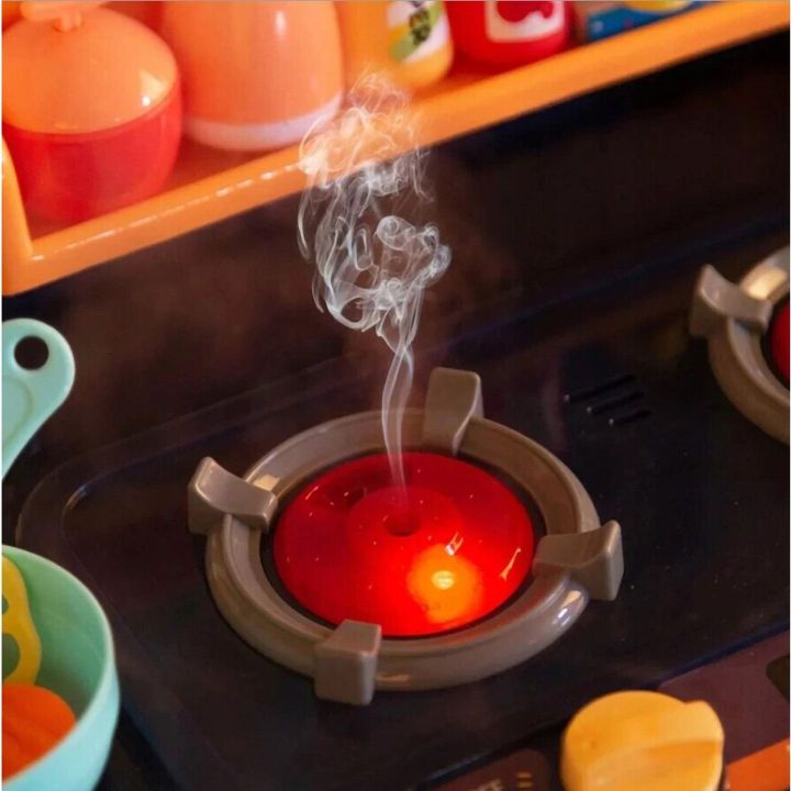 Wielofunkcyjna Kuchnia Beżowa dla Dzieci – Parą, wodą, piekarnik, lodówka i 65 akcesoriów | Realistyczna zabawa w gotowanie