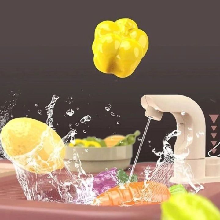 Wielofunkcyjna Kuchnia Beżowa dla Dzieci – Parą, wodą, piekarnik, lodówka i 65 akcesoriów | Realistyczna zabawa w gotowanie