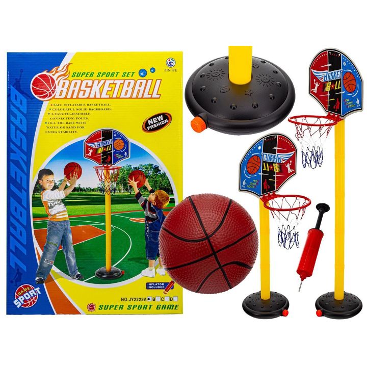 Kosz do Koszykówki dla Dzieci – Mobilny zestaw z piłką i pompką, 4 poziomy wysokości | Kompletny zestaw sportowy do domu