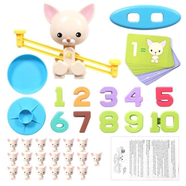 Waga Szalkowa Gra Edukacyjna z Pieskiem – Nauka liczenia ze szczeniaczkami i kartami zadań | Matematyczna zabawa w równowagę