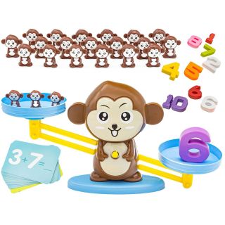 Waga Szalkowa Gra Edukacyjna z Małpką – Nauka liczenia z małpeczkami i kartami zadań | Rachunkowa zabawa dla dzieci w równowagę