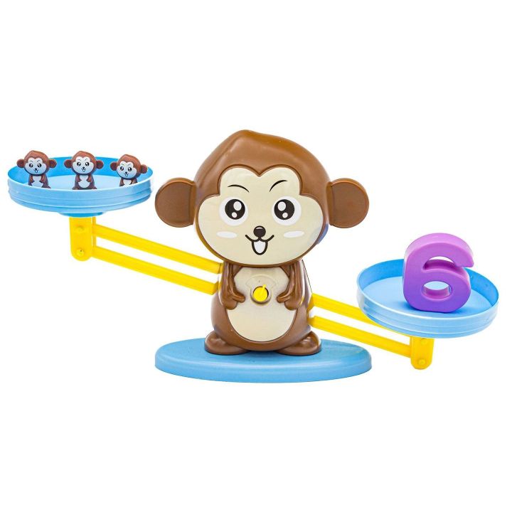 Waga Szalkowa Gra Edukacyjna z Małpką – Nauka liczenia z małpeczkami i kartami zadań | Rachunkowa zabawa dla dzieci w równowagę