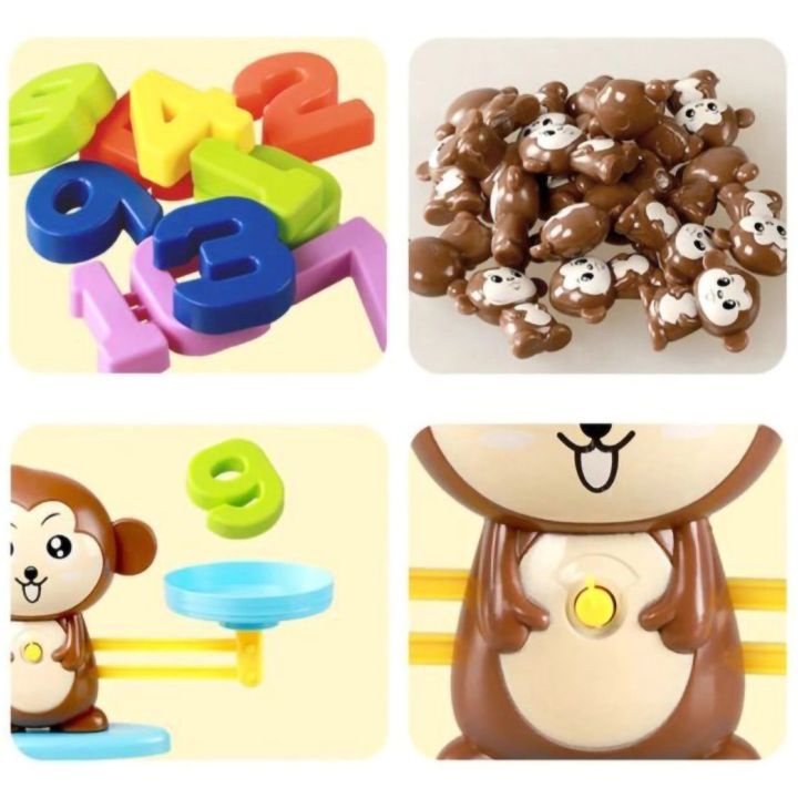 Waga Szalkowa Gra Edukacyjna z Małpką – Nauka liczenia z małpeczkami i kartami zadań | Rachunkowa zabawa dla dzieci w równowagę