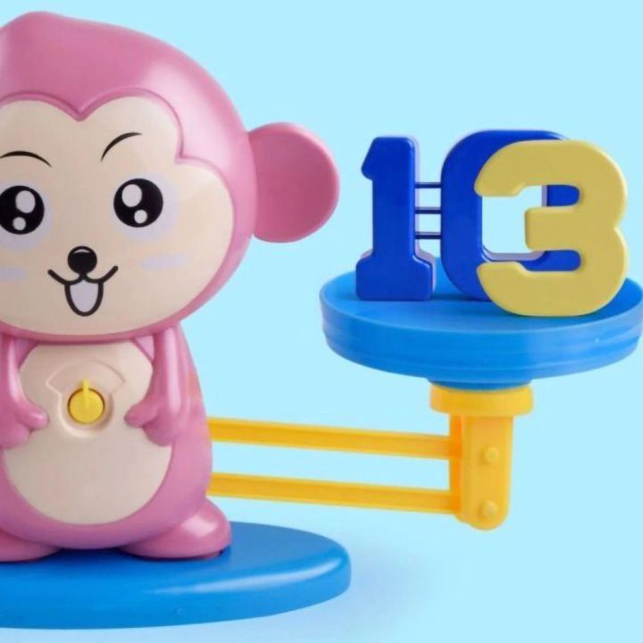 Waga Szalkowa Gra Edukacyjna z Małpką – Nauka liczenia z małpeczkami i kartami zadań | Rachunkowa zabawa dla dzieci w równowagę