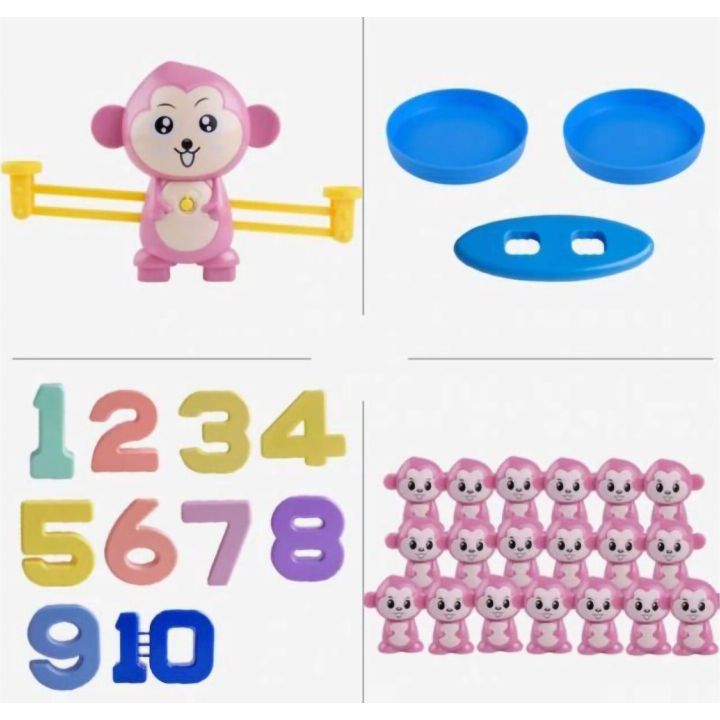 Waga Szalkowa Gra Edukacyjna z Małpką – Nauka liczenia z małpeczkami i kartami zadań | Rachunkowa zabawa dla dzieci w równowagę