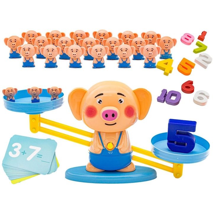 Waga Szalkowa Gra Edukacyjna ze Świnką – Nauka liczenia z prosiaczkami i kartami zadań | Nauka przez zabawę w równoważenie