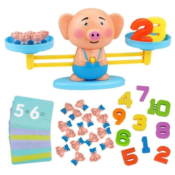 Waga Szalkowa Gra Edukacyjna ze Świnką – Nauka liczenia z prosiaczkami i kartami zadań | Nauka przez zabawę w równoważenie